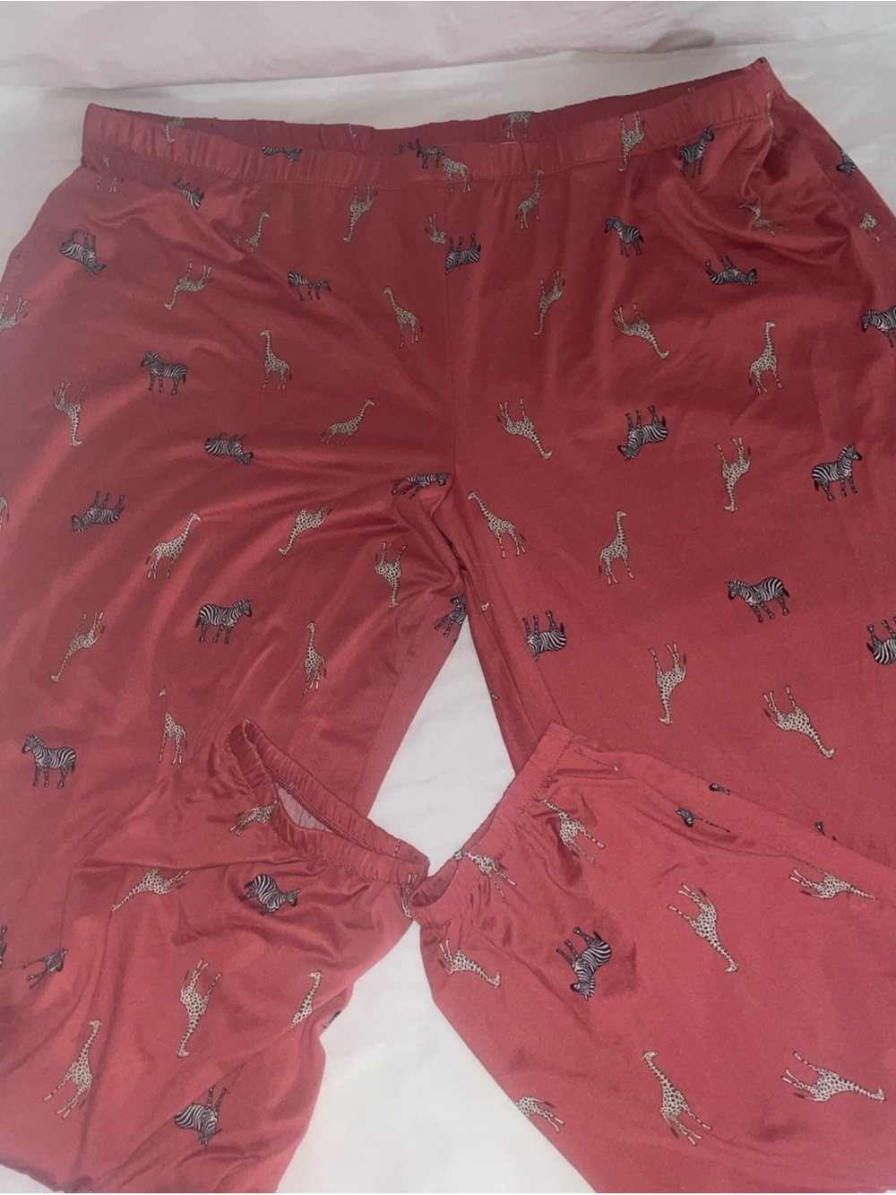 Red Animal-Print Jogger Pants